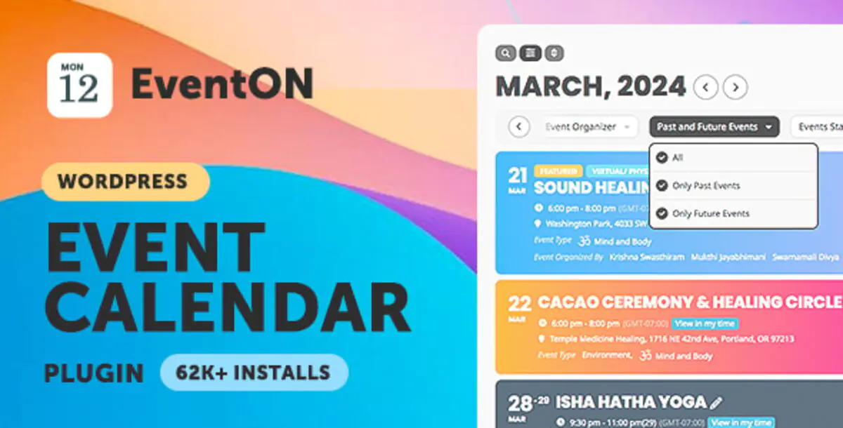 EventON — плагин WordPress для календаря виртуальных событий
