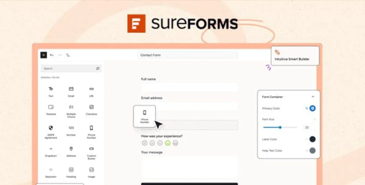 SureForms Pro — конструктор форм с функцией перетаскивания для WordPress