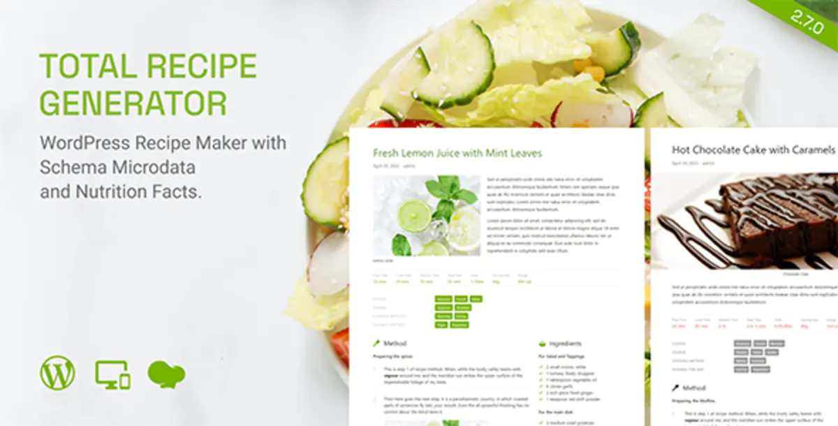 Total Recipe Generator — конструктор рецептов WordPress со схемой и пищевой ценностью